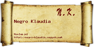 Negro Klaudia névjegykártya